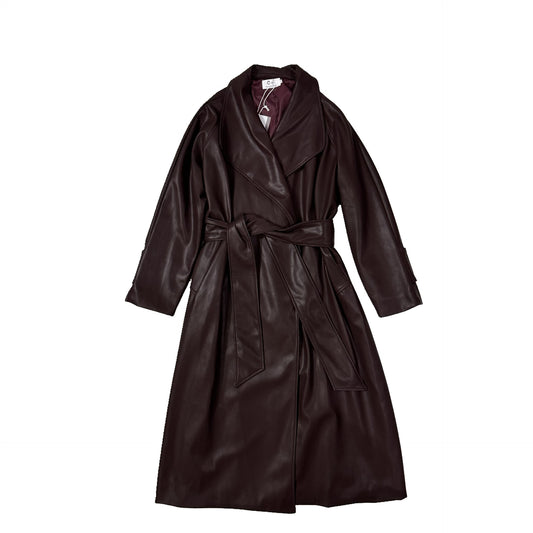 Lapel Mid-length Leather Coat Women