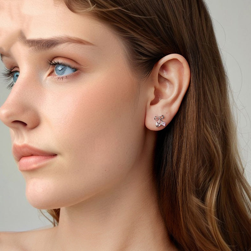 Dainty Cherry Stud Earrings for Girls