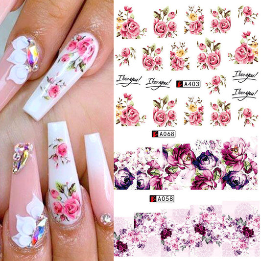 Red Flower Bowknot Nail Art Appliques
