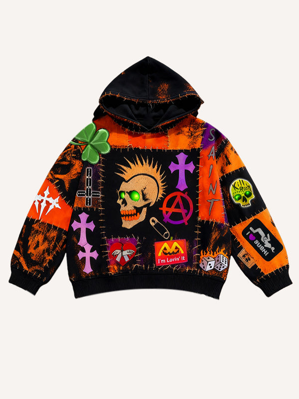 Oversized Vintage Graphic Hoodie | Loose-Fitting Pullover Sweater