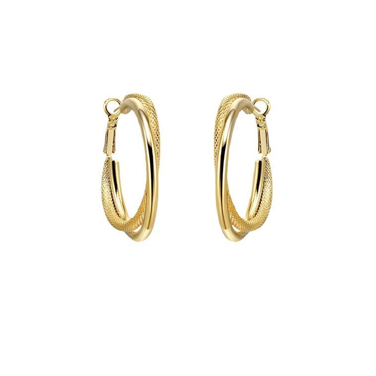 Retro Frosted Texture Round Hoop Earrings