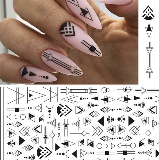 Black Butterfly & White Flower Nail Decals