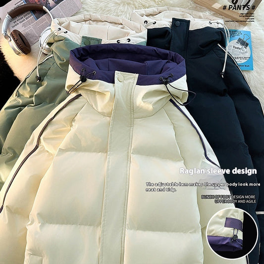 Oversized Drop-Shoulder Men's Puffer Jacket | Hooded Casual Cotton-Padded Coat