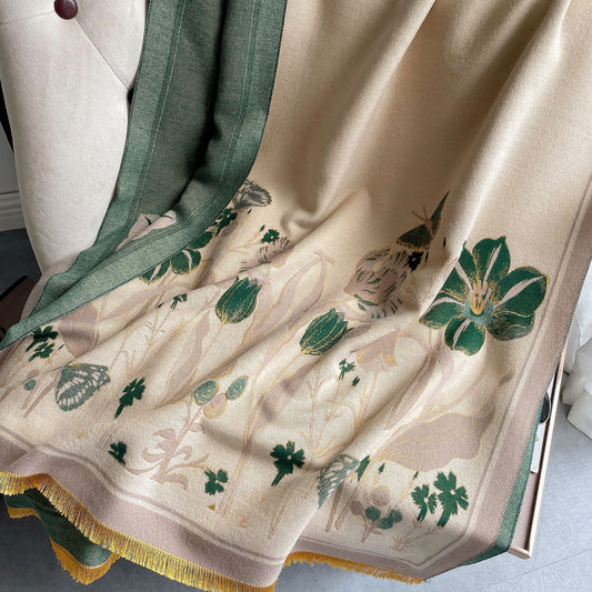 Winter Warm Cashmere Feel Floral Shawl & Wrap