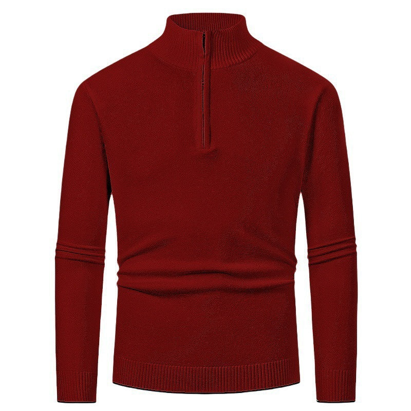 Men's Fashion Half Zipper Polo Sweater Casual Long Sleeve