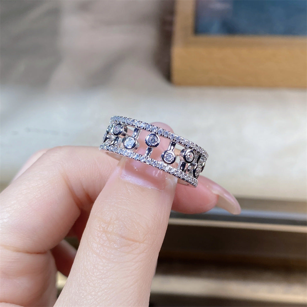 Women's Zircon Water Drop Hollow Design Stacking Ring