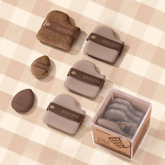 6PCS Chocolate Biscuit Powder Puff Makeup Blender Puff Air Cushion Foundation Sponge Loose Powder Puffs Cosmetic Applicator Tool
