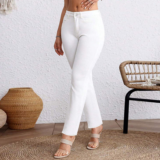 Plus Size White Cropped Straight Jeans