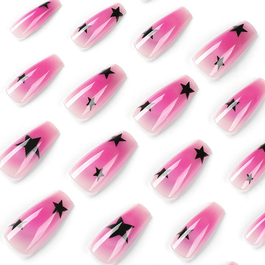 Wearable Black & Ice Purple Press-On Fake Nails