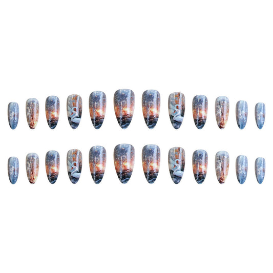 Swan Lake Dance Almond Press-On Fake Nails