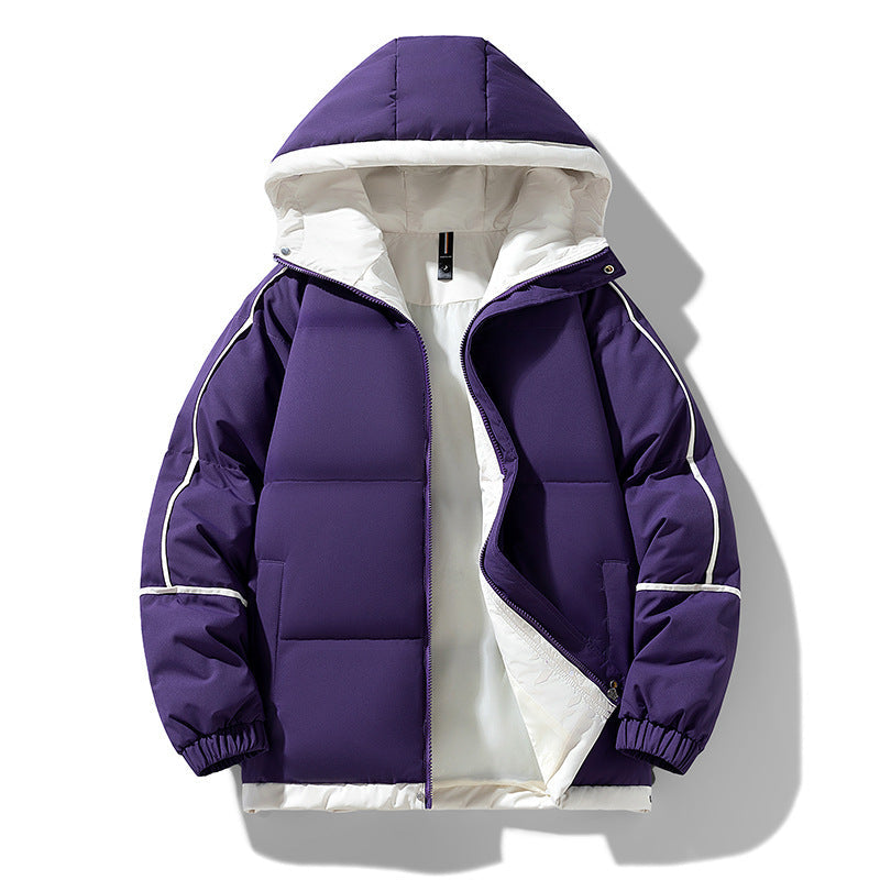 Oversized Drop-Shoulder Men's Puffer Jacket | Hooded Casual Cotton-Padded Coat
