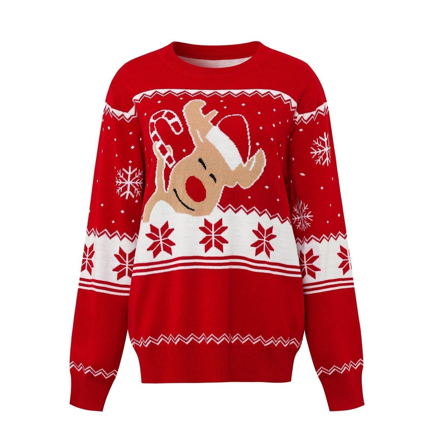 Cartoon Elk Jacquard Pullover Sweater
