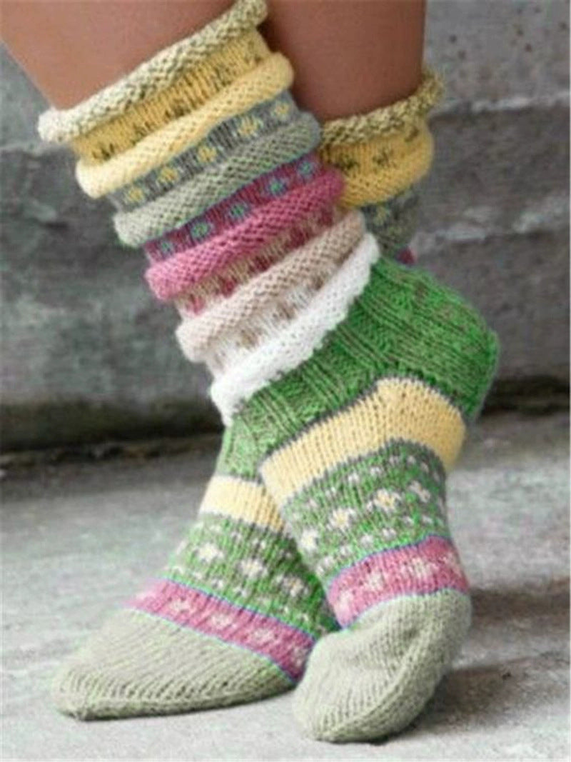 Fashion Warm Wool Blend Color Match Socks