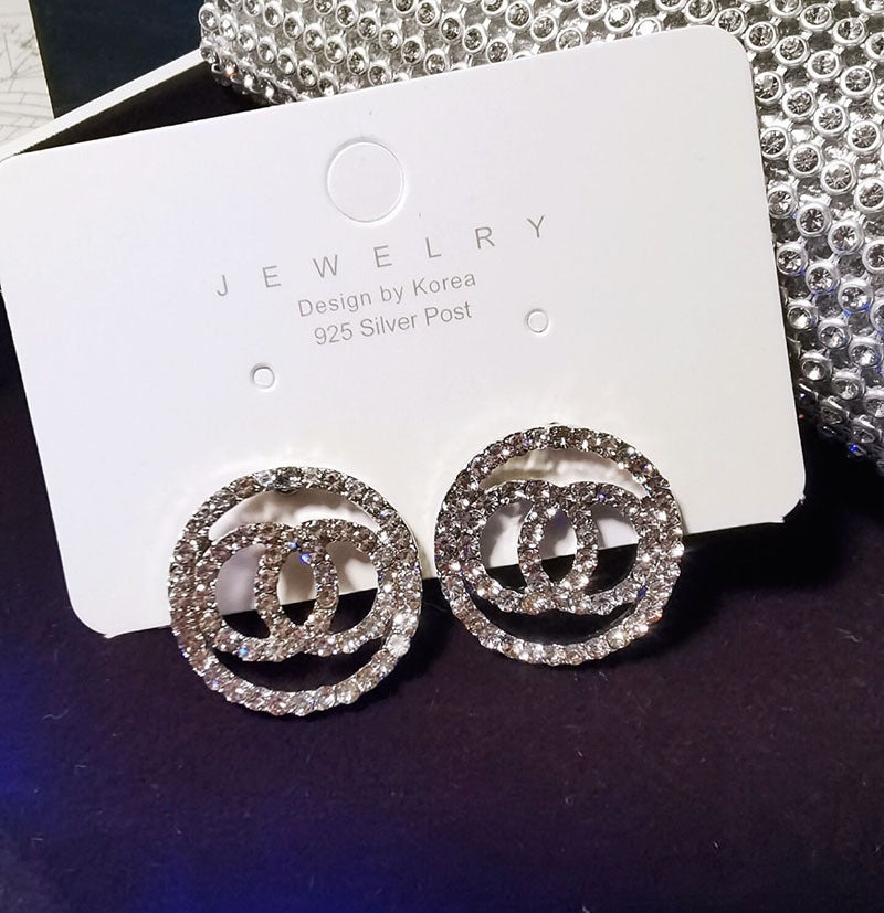 Sparkling Full Diamond Circle Earrings