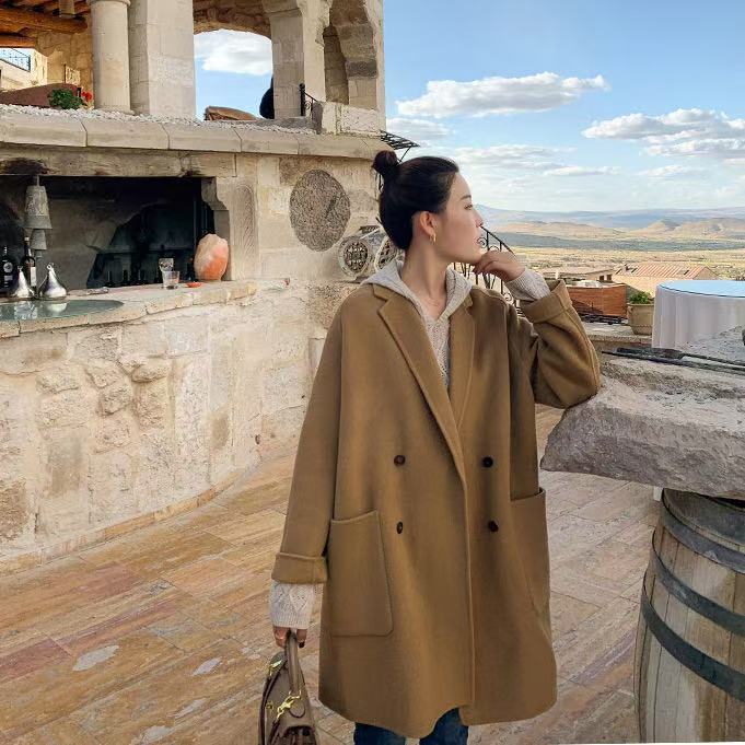Women's Mid-length Simple Fashion Korean Style Loose Woolen Coat