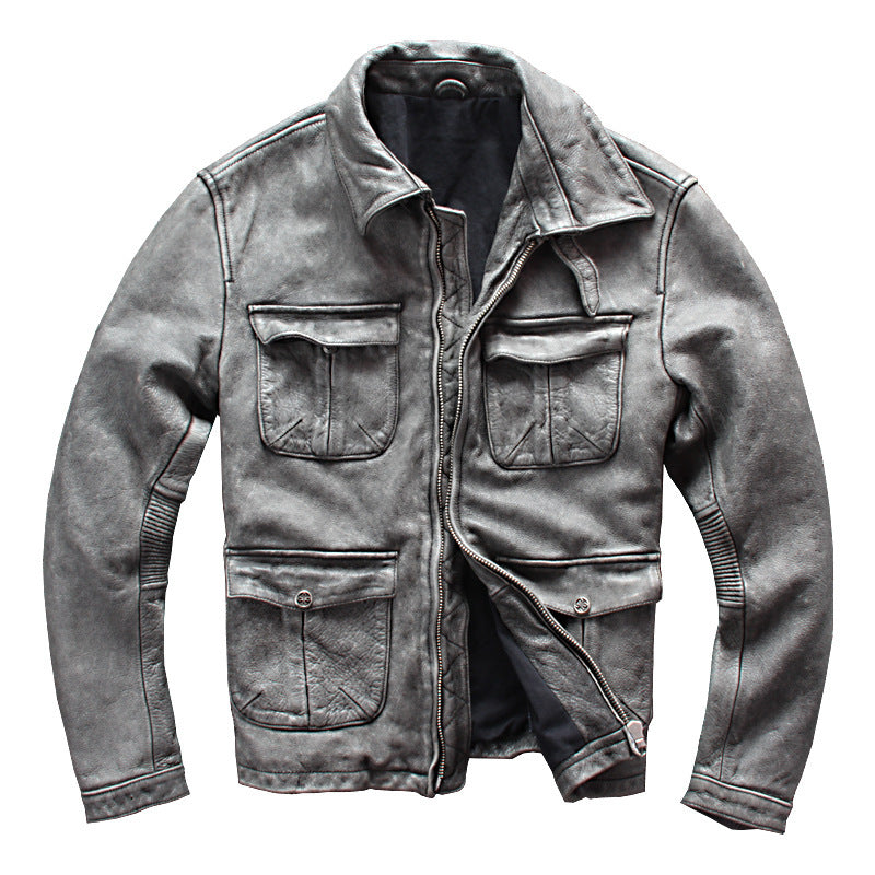 Men's Leather Coat | Business Shirt Style with Motorcycle Clothing Fit