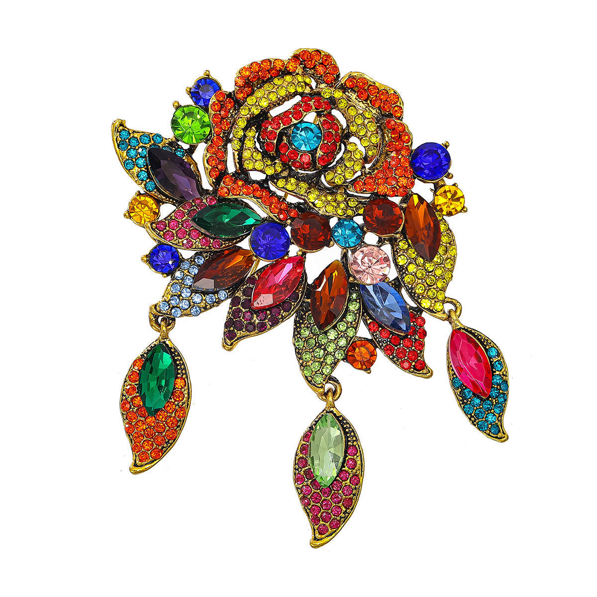 High-End Luxury Retro Exaggerated Rose Brooch