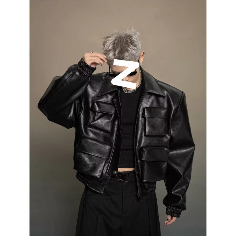 Korean Fashion Leisure Leather Jacket | Modern Cutting Design Outerwear