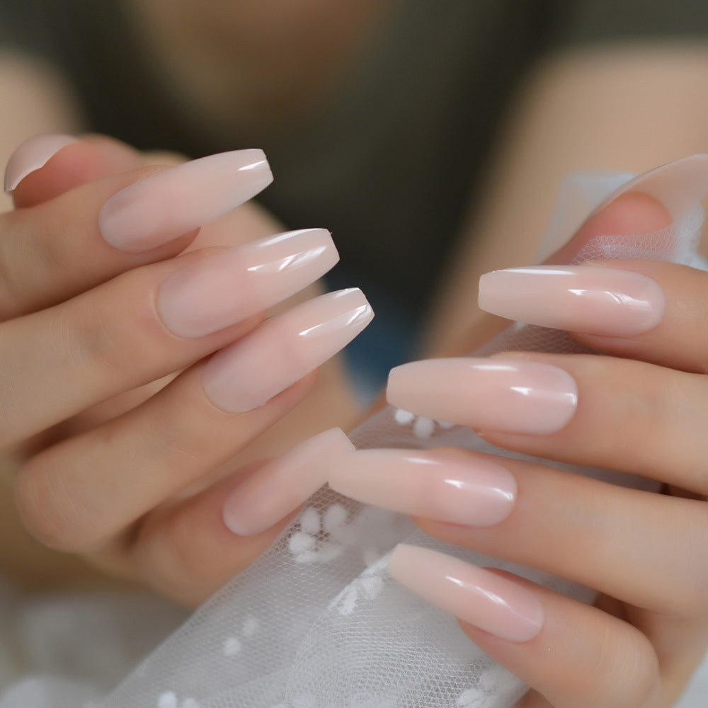Elegant Nude Extra Long Wearable Fake Nails
