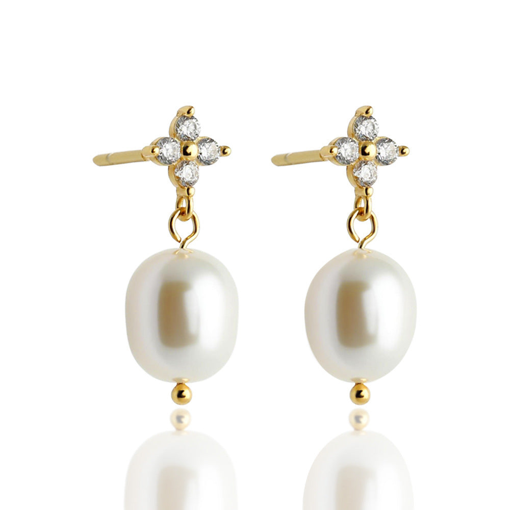 High-Grade S925 Silver Zircon Stud Earrings