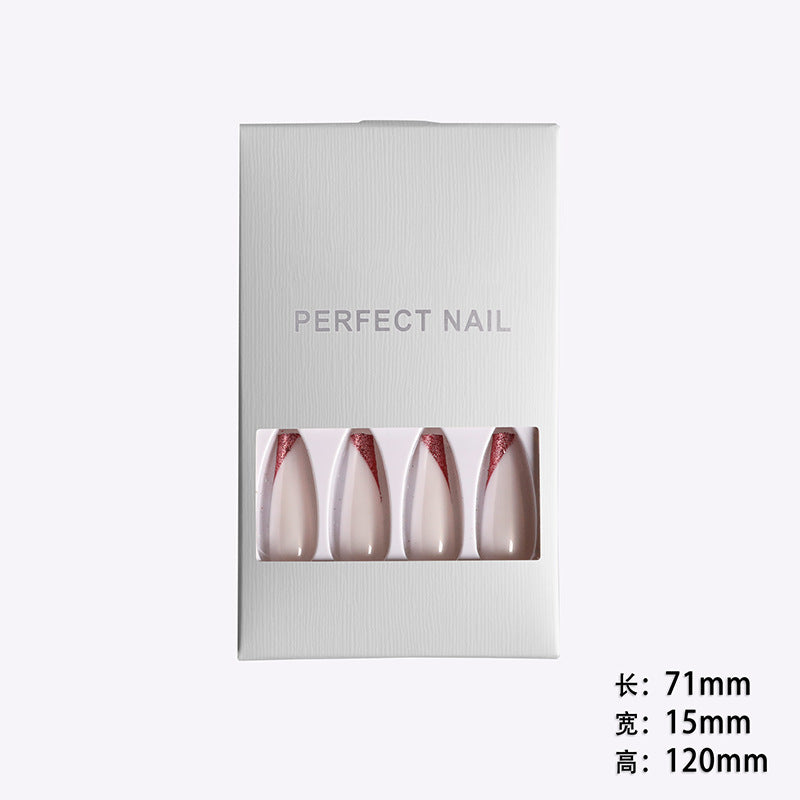 Rose Gold French Manicure Long Ballet Fake Nails