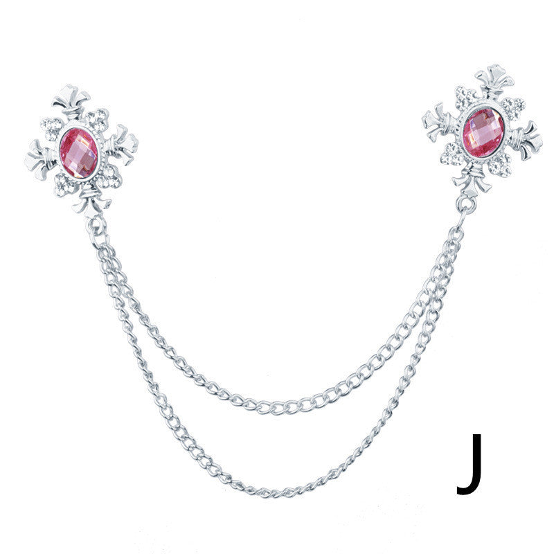 Fringed Rhinestone Cross Collar Chain & Brooch Pin