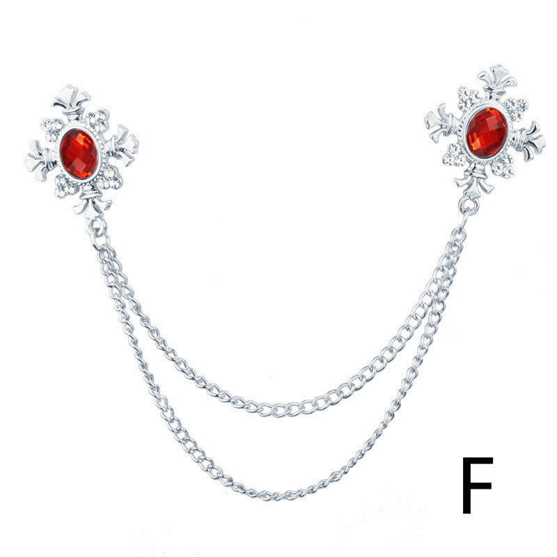 Fringed Rhinestone Cross Collar Chain & Brooch Pin