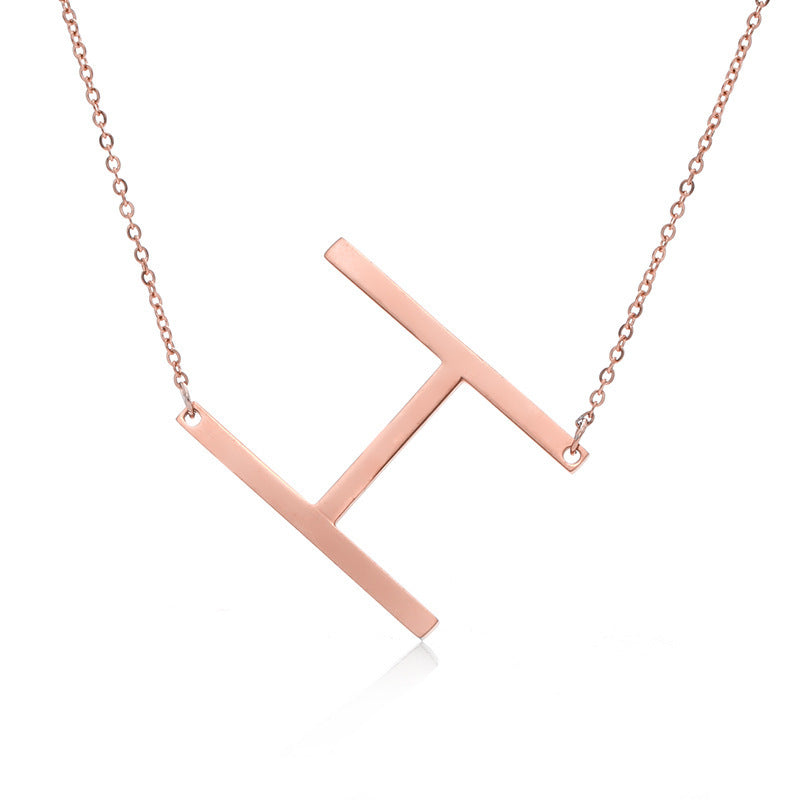 Rose Gold Plated Initial Letter Pendant Necklace