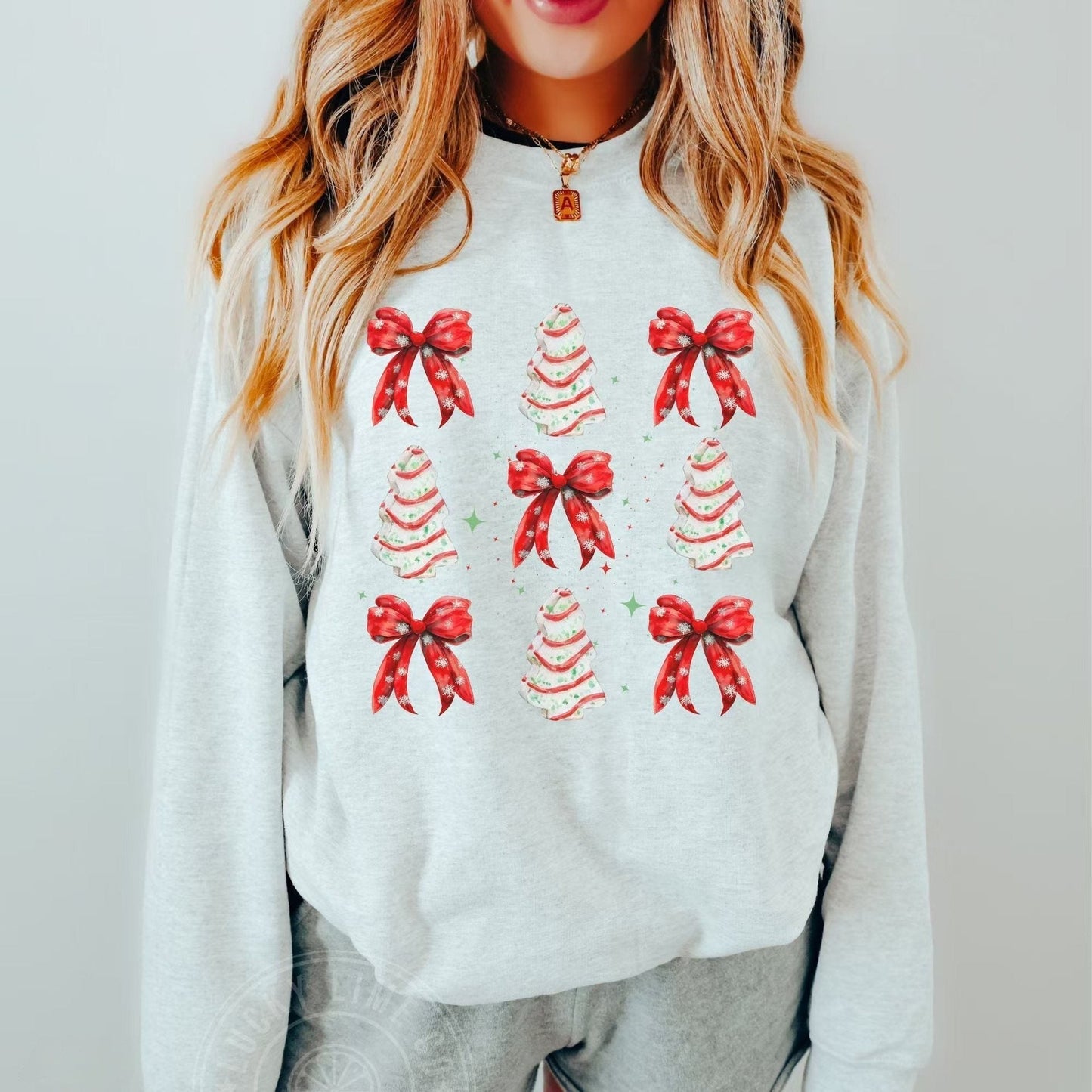Women's Printed Round Neck Long Sleeve Loose Pullover Sweater
