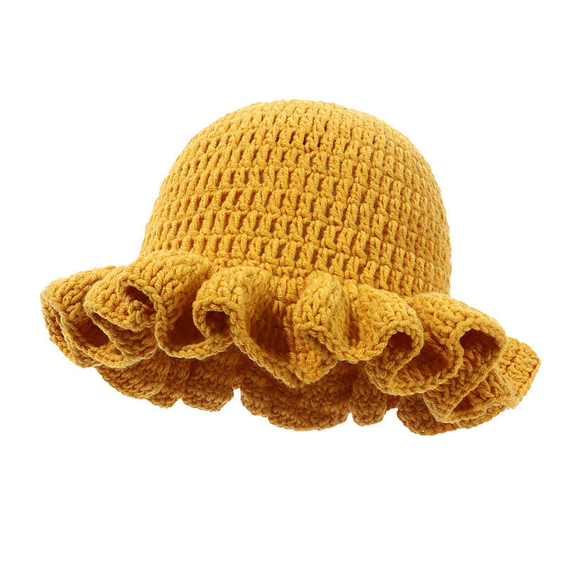 Women's Knitted Pleated Ruffled Fashion Wool Hat