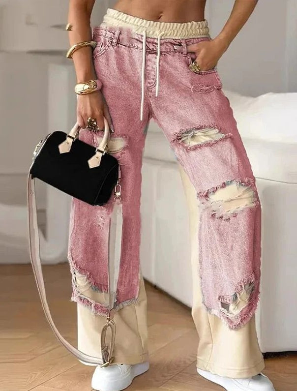 Personality Ripped Washed Loose Skinny Jeans