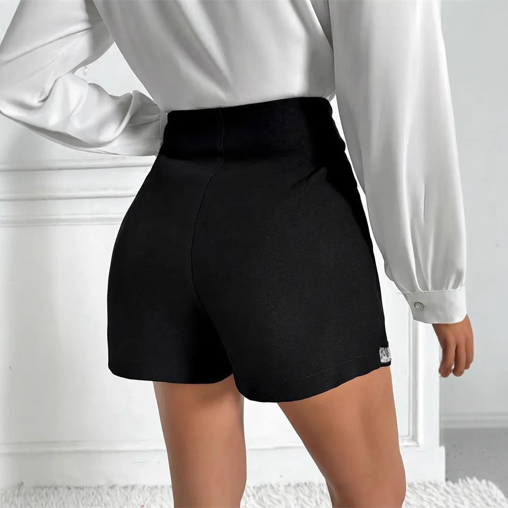 Women's Polyester Sequin Stitching Slit Pantskirt