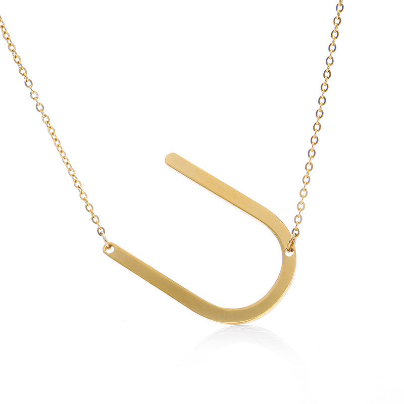 Rose Gold Plated Initial Letter Pendant Necklace