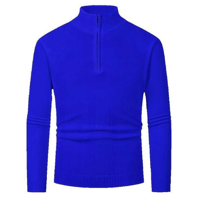 Men's Fashion Half Zipper Polo Sweater Casual Long Sleeve
