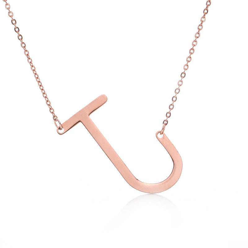 Rose Gold Plated Initial Letter Pendant Necklace