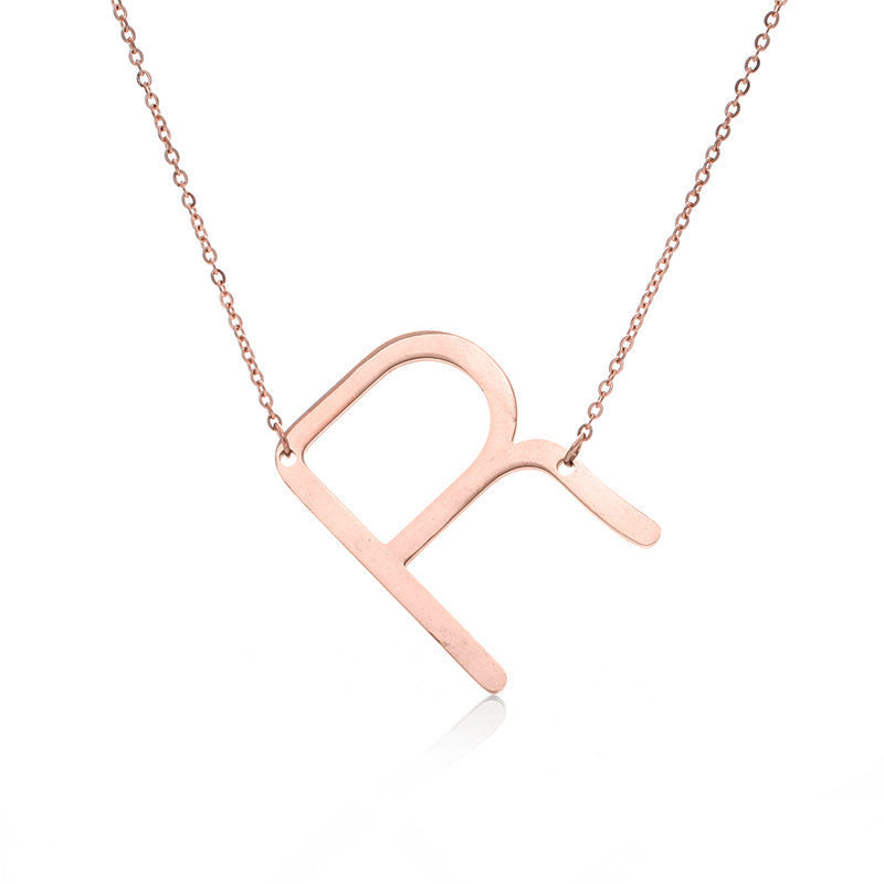 Rose Gold Plated Initial Letter Pendant Necklace