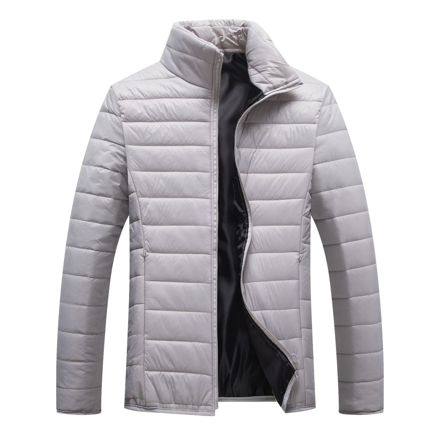 Warm Candy Color Cotton Padded Jacket | Men's Casual Zip-Up Hooded Coat