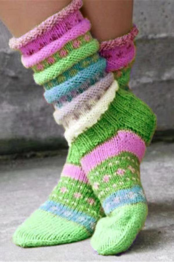 Fashion Warm Wool Blend Color Match Socks