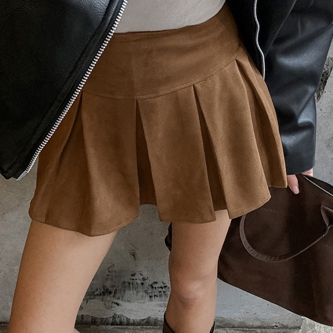 Women's American-style Retro Sexy Brown All-match Suede Skirt