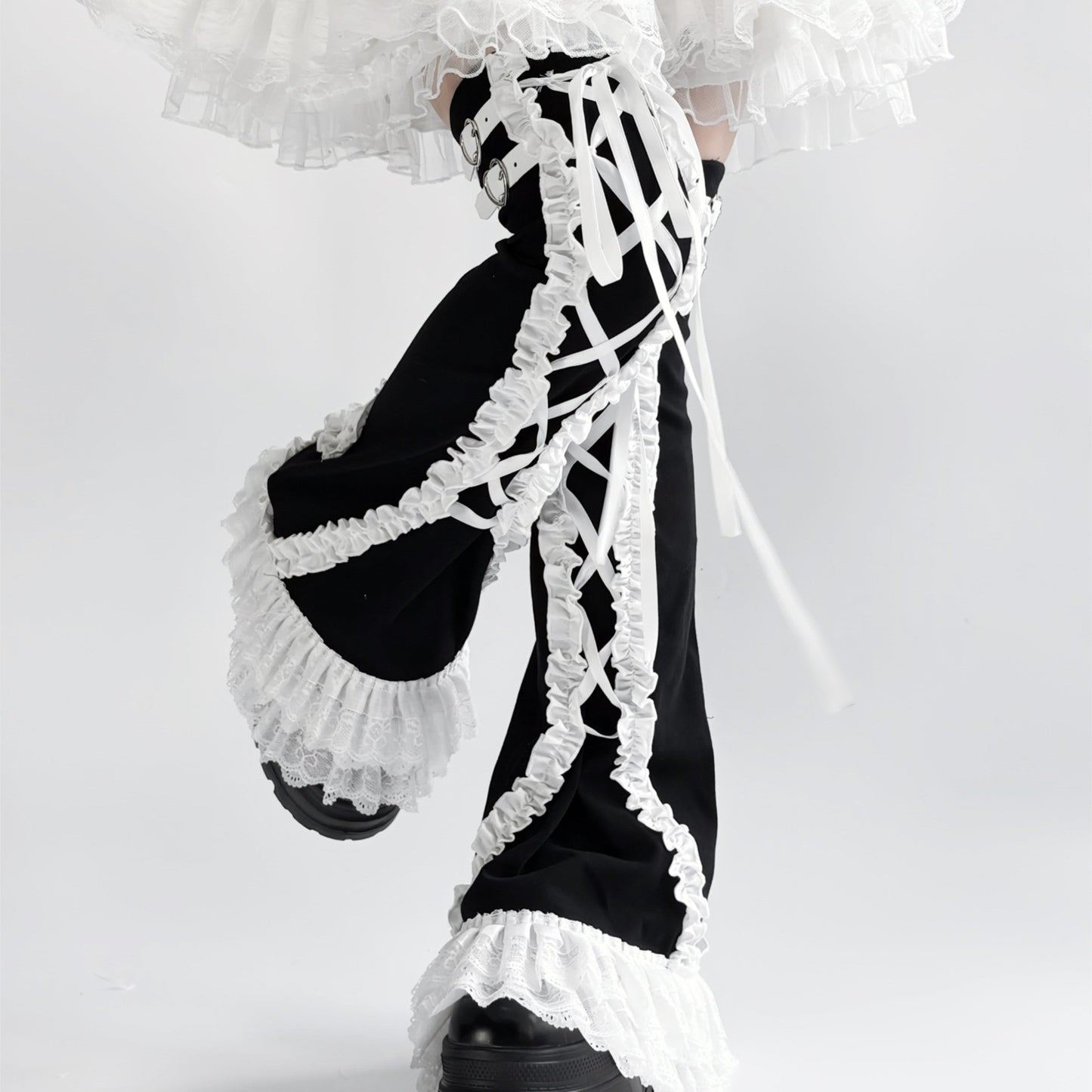 Versatile Lace Trim Over-the-Calf Slimming Socks