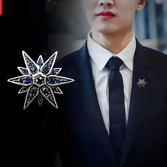 Men's Diamond Six-pointed Star Badge Badge Exquisite Brooch Boutonniere