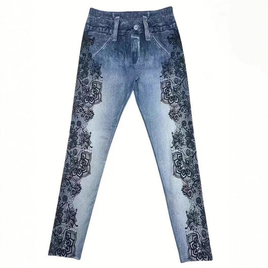 Casual Pants High Waist Print Skinny Tappered Pants