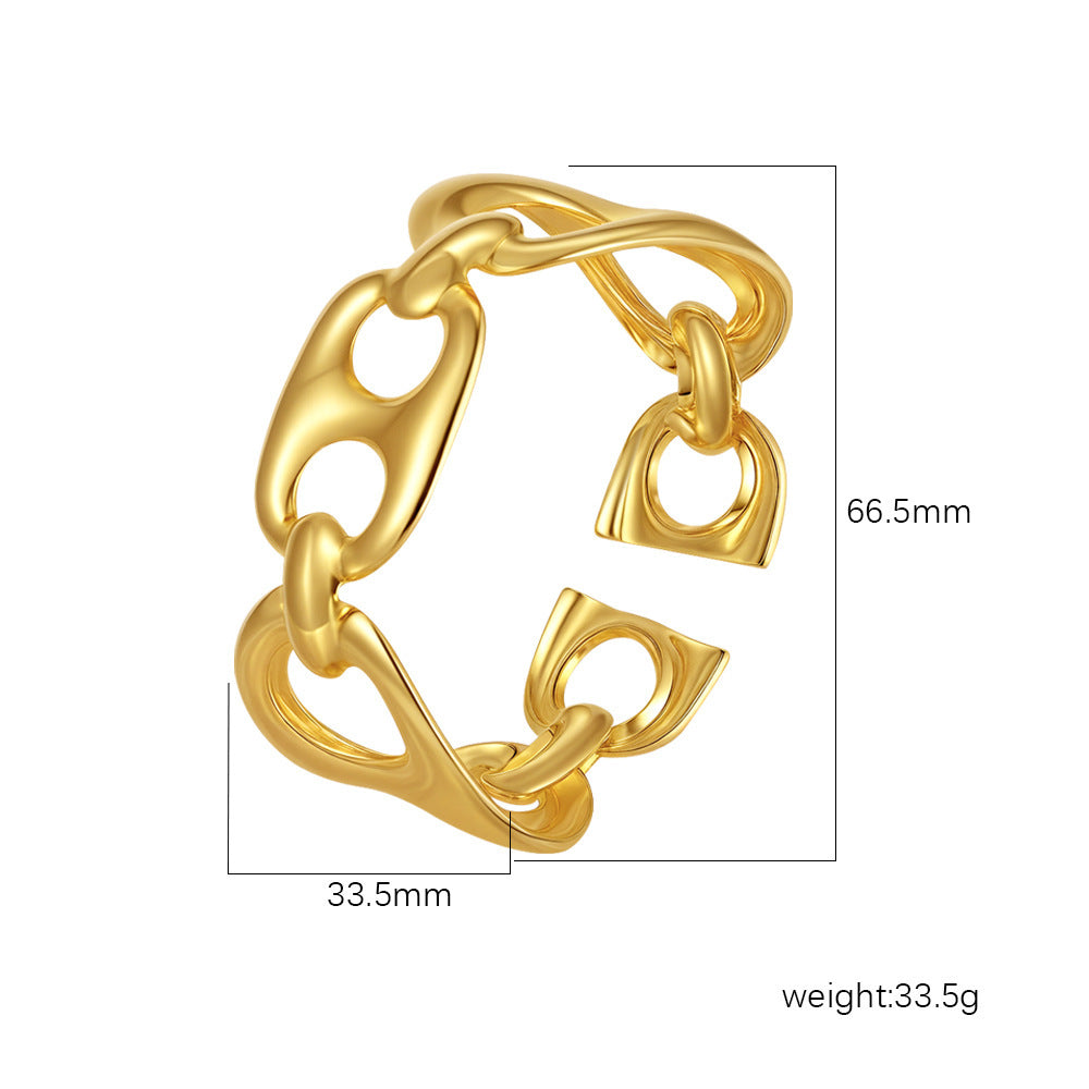 Chic Women's Open-End Stainless Steel C-Shaped Cuff Bracelet