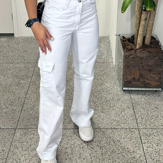 White Overalls Three-dimensional Pocket Trendy All-matching