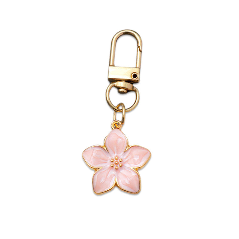 Chic Cherry Blossom Flower Oil Drip Keychain/Necklace