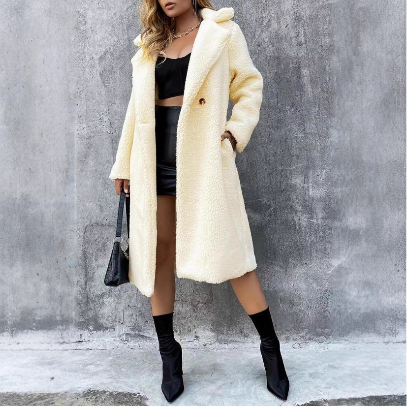Women's Loose Warm Lapel Trench Coat
