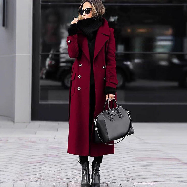 Women's Extended Length Thick Wool Coat