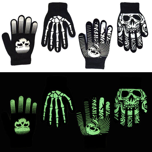 Halloween Skull Luminous Riding & Non-Slip Gloves