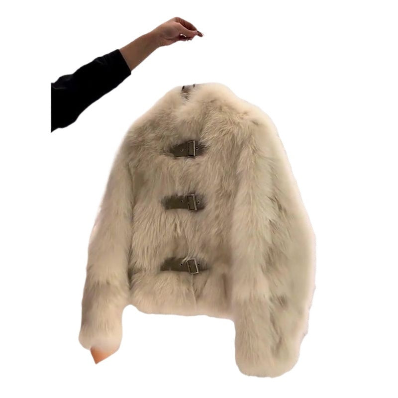 Stand Collar Women's Short Fur Jacket