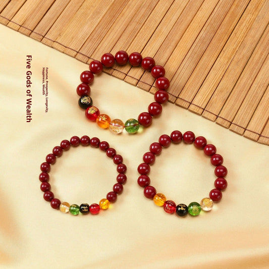 New Five Gods of Wealth Cinnabar Lucky Bead Bracelet